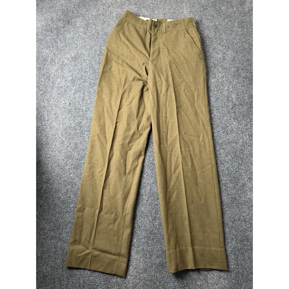 Mens 1944 WWII US Army Wool Military Trousers Olive, Size W32 L37